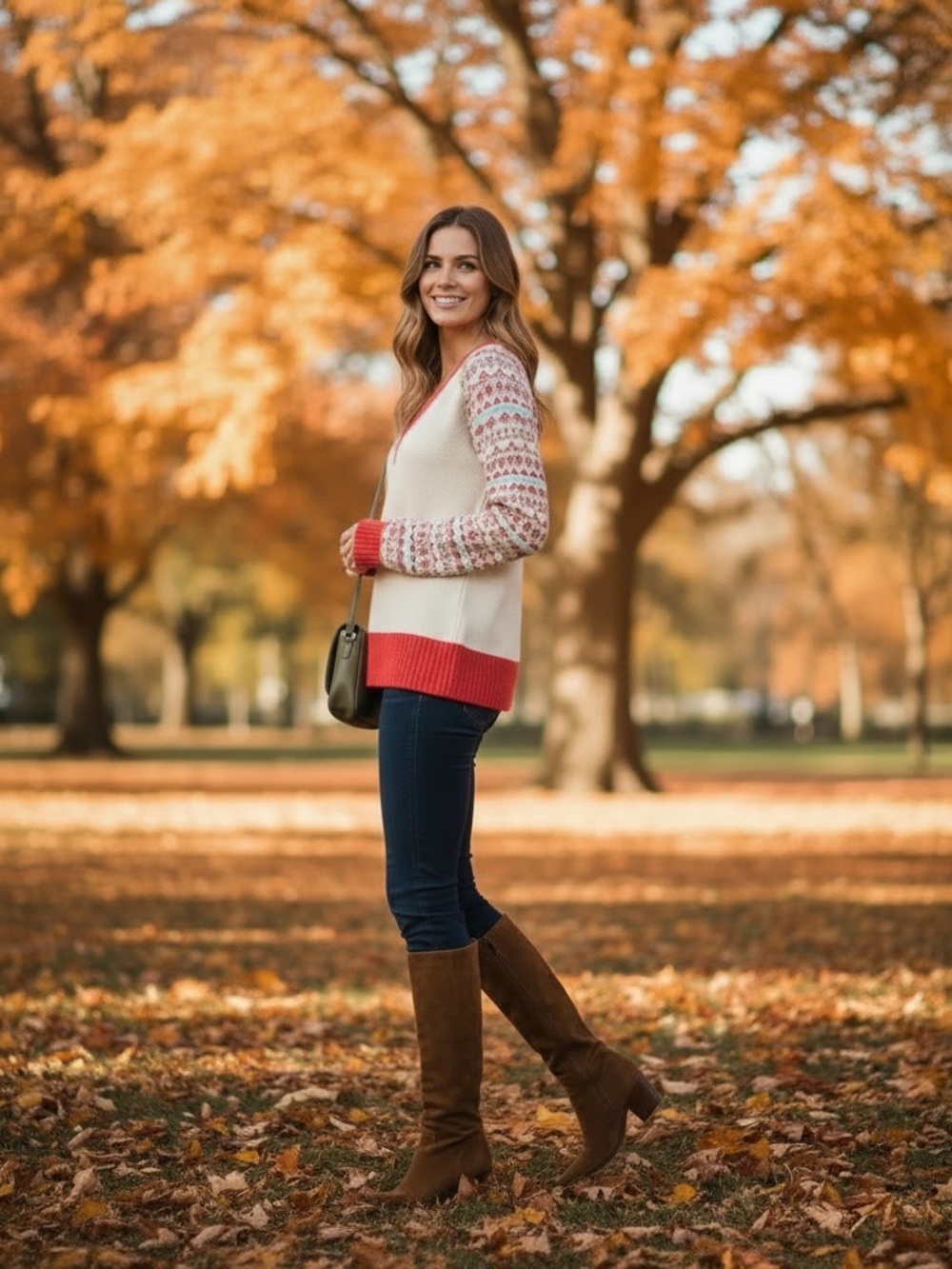 Urban Outfitters Cream and Orange V-Neck Sweater - Picture 4 of 12